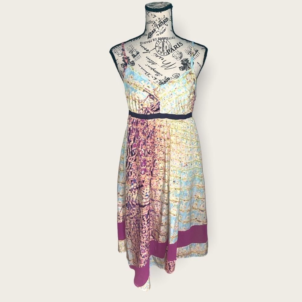 Simply Vera handkerchief spaghetti strapped lavender yellow midi dress S